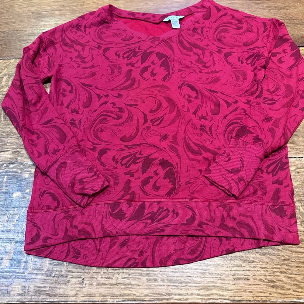 Athleta women’s red black sweatshirt‎ sz medium leggings fit super soft